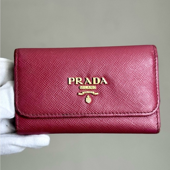 Prada Saffiano Leather Key Case 6 Key Holder - Pink Fuschia - Picture 1 of 14